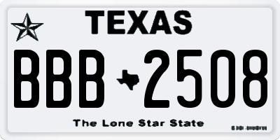 TX license plate BBB2508