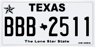 TX license plate BBB2511