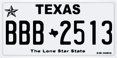 TX license plate BBB2513