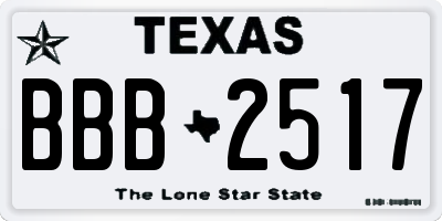 TX license plate BBB2517