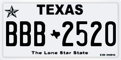 TX license plate BBB2520