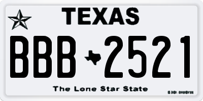 TX license plate BBB2521