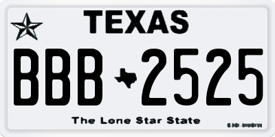 TX license plate BBB2525