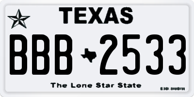 TX license plate BBB2533