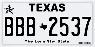 TX license plate BBB2537