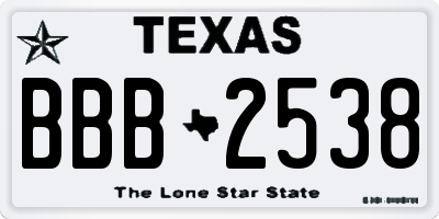 TX license plate BBB2538