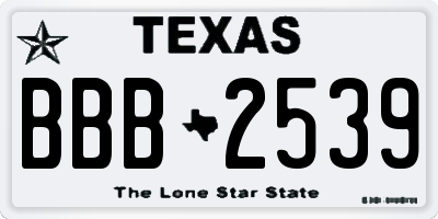 TX license plate BBB2539