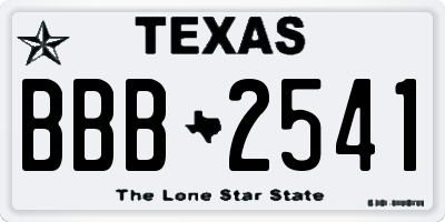 TX license plate BBB2541