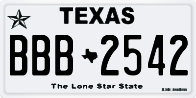 TX license plate BBB2542