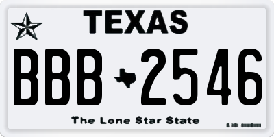 TX license plate BBB2546