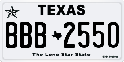 TX license plate BBB2550