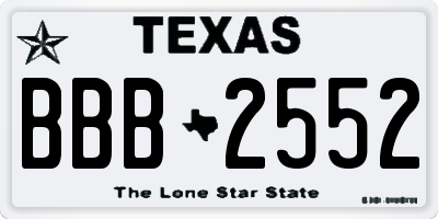TX license plate BBB2552