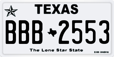 TX license plate BBB2553