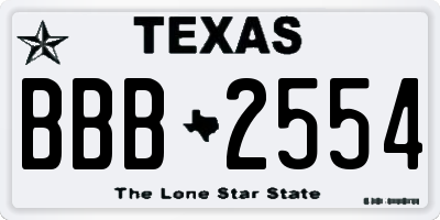 TX license plate BBB2554