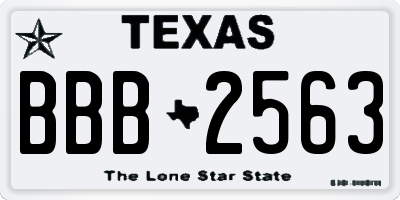 TX license plate BBB2563