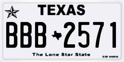 TX license plate BBB2571
