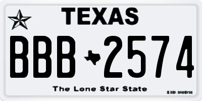 TX license plate BBB2574