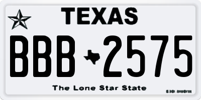 TX license plate BBB2575