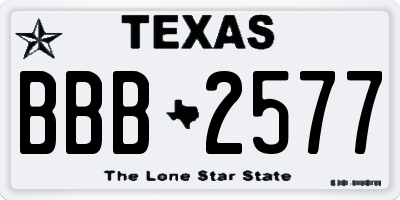 TX license plate BBB2577