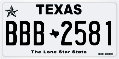 TX license plate BBB2581