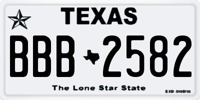 TX license plate BBB2582
