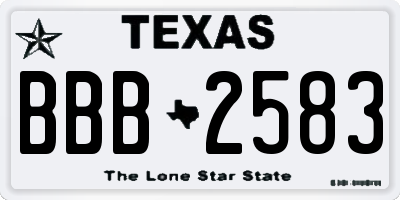 TX license plate BBB2583