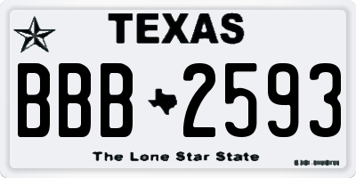 TX license plate BBB2593