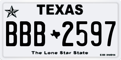 TX license plate BBB2597