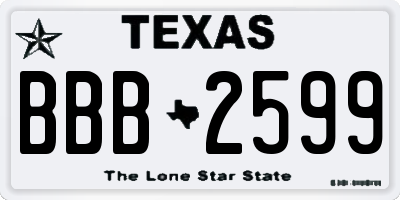 TX license plate BBB2599