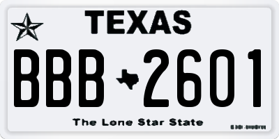 TX license plate BBB2601