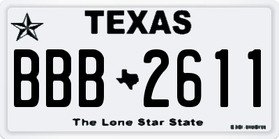 TX license plate BBB2611