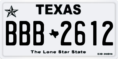 TX license plate BBB2612