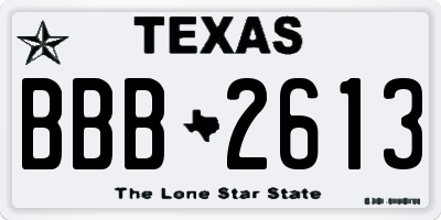 TX license plate BBB2613