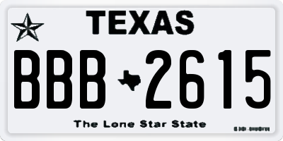 TX license plate BBB2615