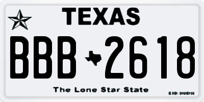 TX license plate BBB2618