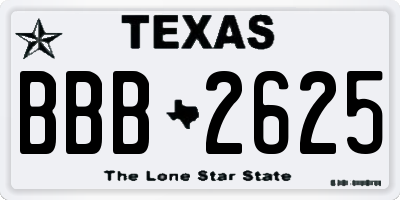 TX license plate BBB2625