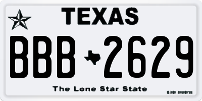 TX license plate BBB2629