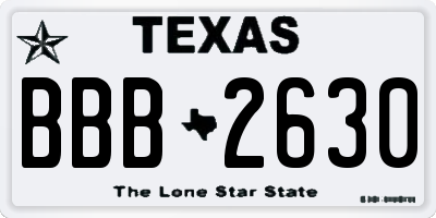 TX license plate BBB2630