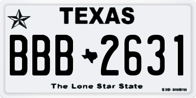 TX license plate BBB2631