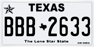 TX license plate BBB2633