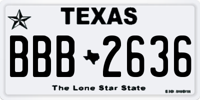 TX license plate BBB2636