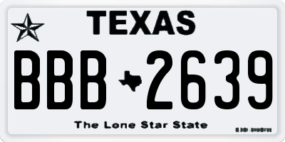 TX license plate BBB2639