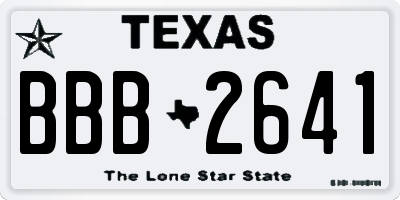 TX license plate BBB2641