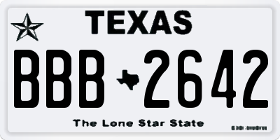 TX license plate BBB2642