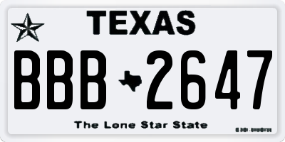 TX license plate BBB2647