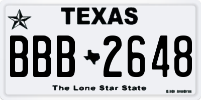 TX license plate BBB2648