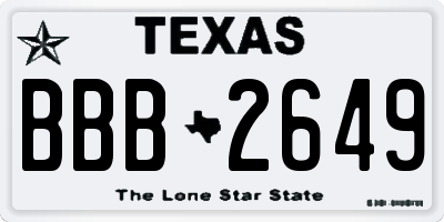 TX license plate BBB2649