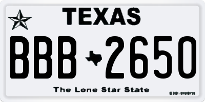 TX license plate BBB2650