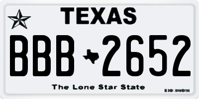 TX license plate BBB2652