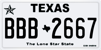 TX license plate BBB2667